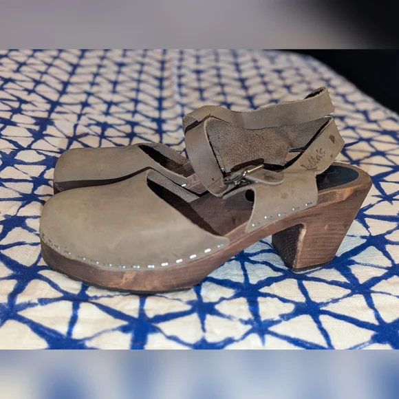 Lotta's Stockholm Highwood Taupe Clogs Oiled Nubuck Leather Brown Base 38 / 7.5 - Picture 3 of 15